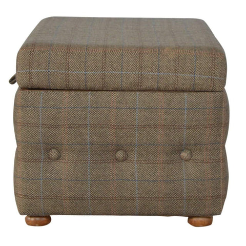 Multi Tweed Deep Button Footstool Living Artisan Furniture 