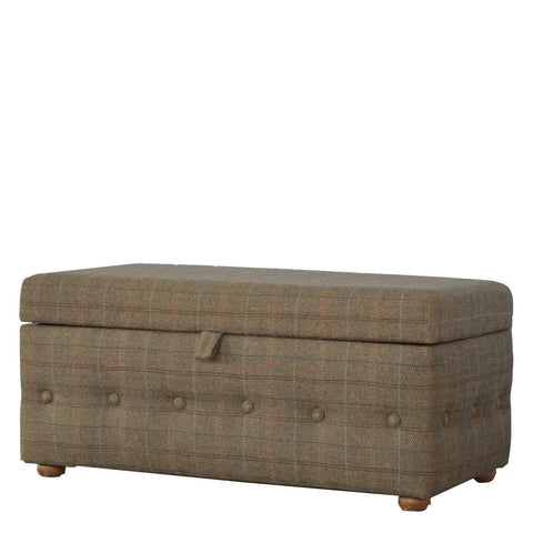 Multi Tweed Deep Button Footstool Living Artisan Furniture 