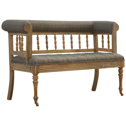Multi Tweed Deep Button Hallway Bench Living Artisan Furniture 