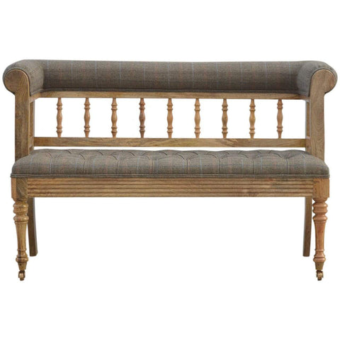 Multi Tweed Deep Button Hallway Bench Living Artisan Furniture 