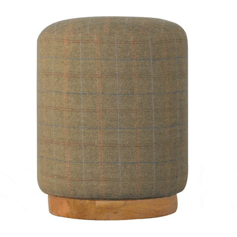 Multi Tweed Round Footstool Living Artisan Furniture 