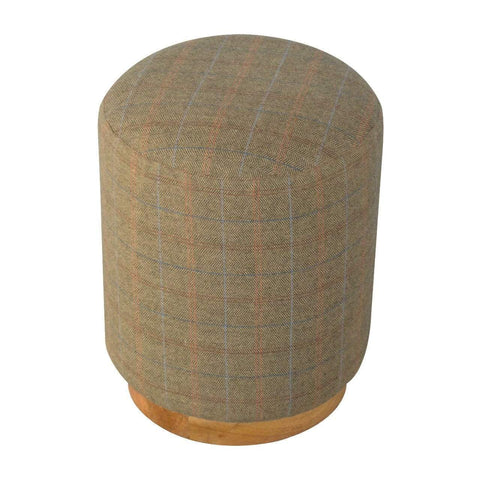 Multi Tweed Round Footstool Living Artisan Furniture 