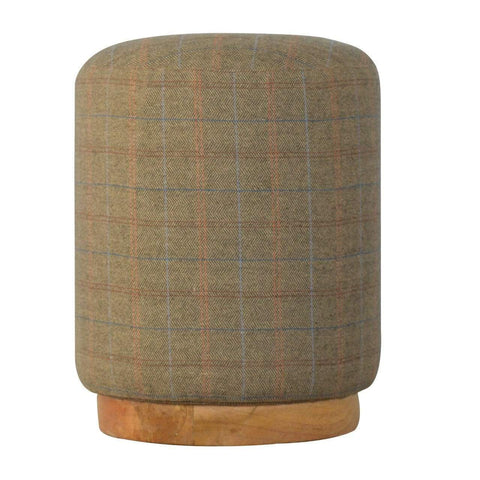 Multi Tweed Round Footstool Living Artisan Furniture 