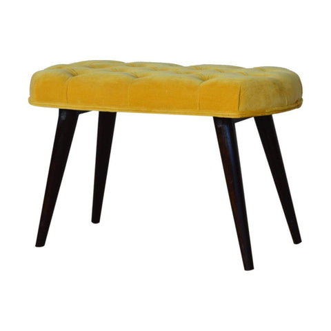 Mustard Cotton Velvet Deep Button Bench Living Artisan Furniture 