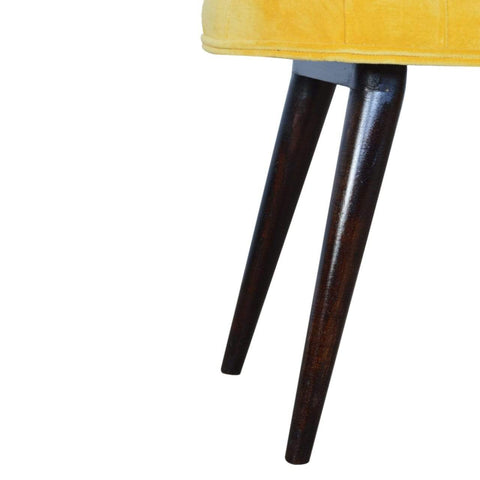Mustard Cotton Velvet Deep Button Bench Living Artisan Furniture 
