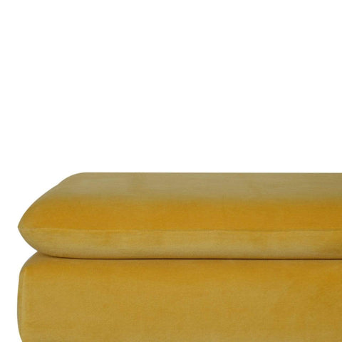 Mustard Velvet Bench with Castor Legs Living Artisan Furniture 