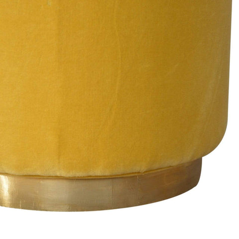 Mustard Velvet Footstool with Gold Base Living Artisan Furniture 