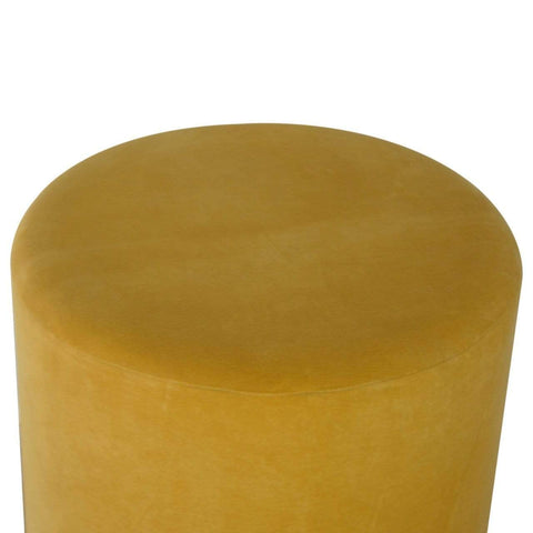 Mustard Velvet Footstool with Gold Base Living Artisan Furniture 