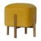 Mustard Velvet Footstool with Solid Wood Legs Living Artisan Furniture 