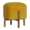 Mustard Velvet Footstool with Solid Wood Legs Living Artisan Furniture 