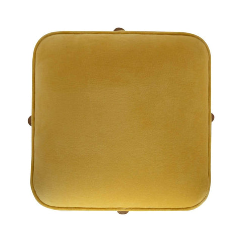 Mustard Velvet Footstool with Solid Wood Legs Living Artisan Furniture 