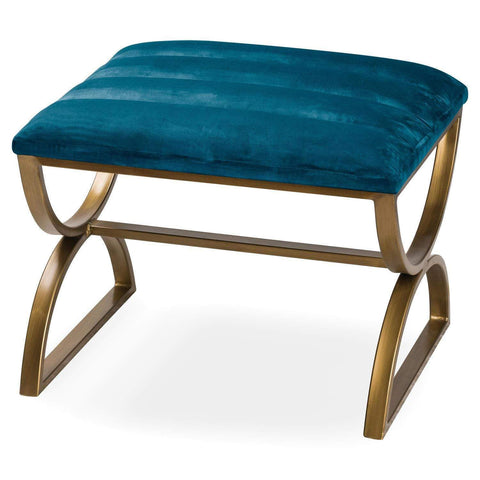 Navy And Brass Ribbed Footstool Living Hill Interiors 