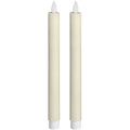 Pair Of Cream Luxe Flickering Flame LED Wax Dinner Candles Accessories Hill Interiors 