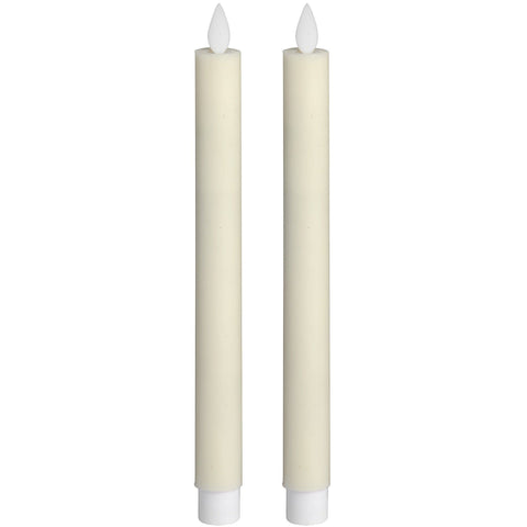 Pair Of Cream Luxe Flickering Flame LED Wax Dinner Candles Accessories Hill Interiors 