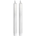 Pair Of White Luxe Flickering Flame LED Wax Dinner Candles Accessories Hill Interiors 