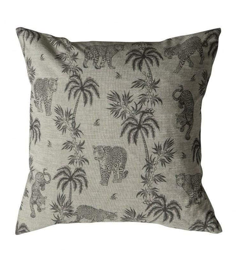 Palm Leopard Cushion Grey Accessories Regency Studio 