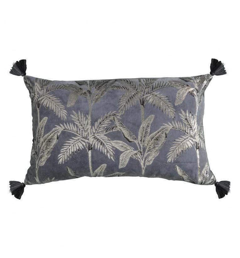 Palm Tassel Metallic Cushion Grey Accessories Regency Studio 