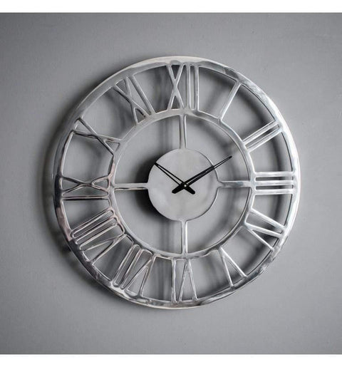 Pavia Large Wall Clock Polished Aluminium Accessories Regency Studio 