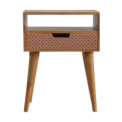 Perforated Copper Bedside with Open Slot Sleeping Artisan Furniture 