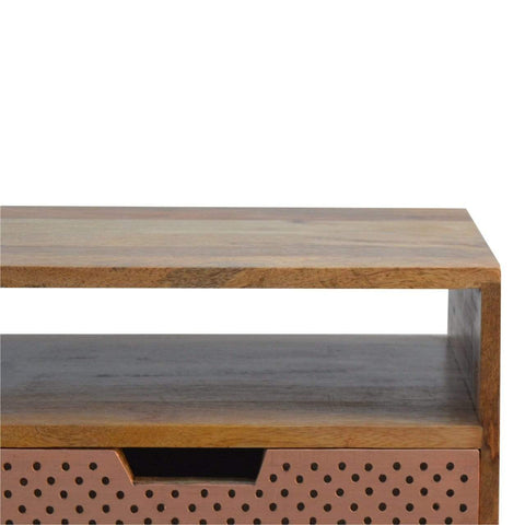 Perforated Copper Bedside with Open Slot Sleeping Artisan Furniture 
