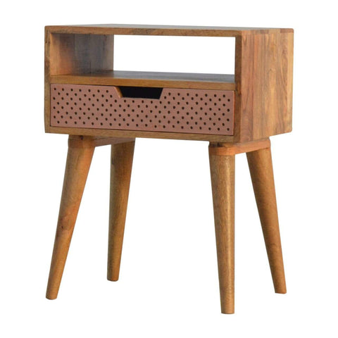 Perforated Copper Bedside with Open Slot Sleeping Artisan Furniture 