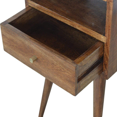 Petite Light Walnut Finish Bedside Sleeping Artisan Furniture 