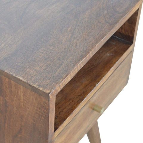 Petite Light Walnut Finish Bedside Sleeping Artisan Furniture 