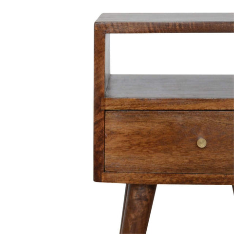 Petite Light Walnut Finish Bedside Sleeping Artisan Furniture 