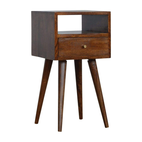 Petite Light Walnut Finish Bedside Sleeping Artisan Furniture 