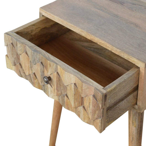 Pineapple Carved Oak-ish Bedside Sleeping Artisan Furniture 
