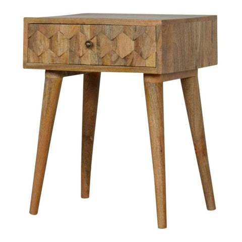Pineapple Carved Oak-ish Bedside Sleeping Artisan Furniture 