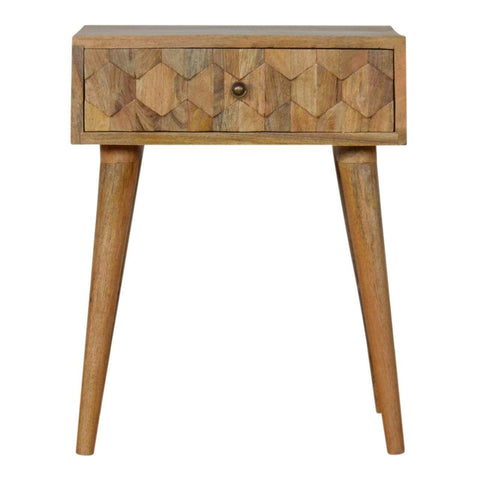 Pineapple Carved Oak-ish Bedside Sleeping Artisan Furniture 