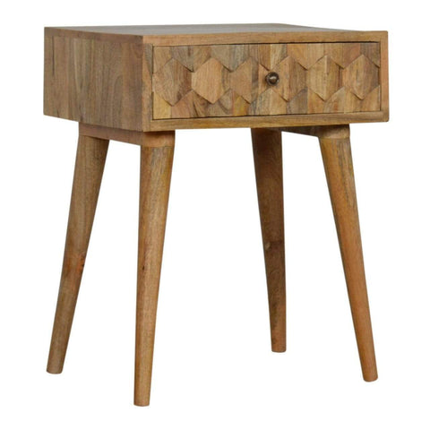 Pineapple Carved Oak-ish Bedside Sleeping Artisan Furniture 