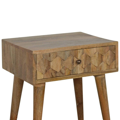 Pineapple Carved Oak-ish Bedside Sleeping Artisan Furniture 