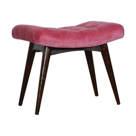 Pink Cotton Velvet Curved Bench Living Artisan Furniture 