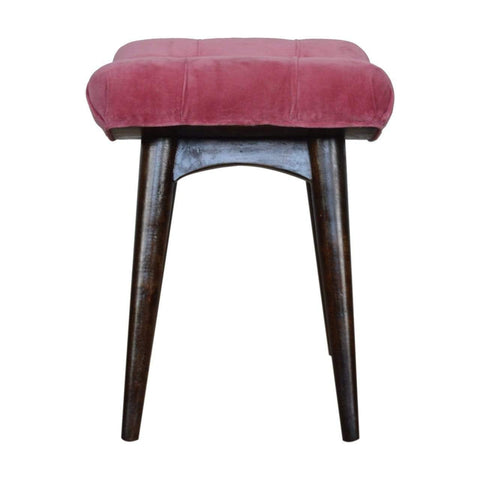 Pink Cotton Velvet Curved Bench Living Artisan Furniture 