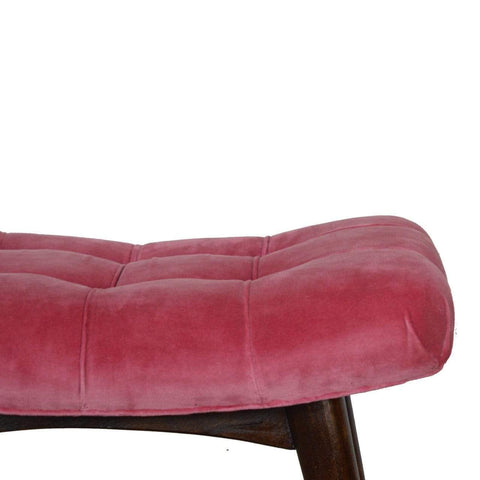 Pink Cotton Velvet Curved Bench Living Artisan Furniture 