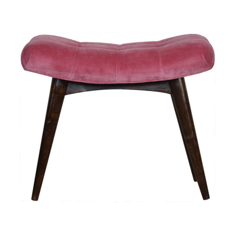 Pink Cotton Velvet Curved Bench Living Artisan Furniture 
