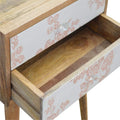 Pink Floral Screen Printed Bedside Sleeping Artisan Furniture 
