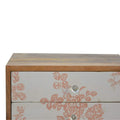 Pink Floral Screen Printed Bedside Sleeping Artisan Furniture 