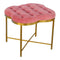 Pink Velvet Deep Button Footstool with Golden Base Living Artisan Furniture 