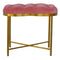 Pink Velvet Deep Button Footstool with Golden Base Living Artisan Furniture 