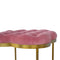 Pink Velvet Deep Button Footstool with Golden Base Living Artisan Furniture 