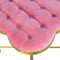 Pink Velvet Deep Button Footstool with Golden Base Living Artisan Furniture 