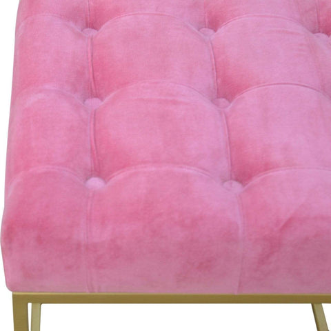 Pink Velvet Footstool with Gold Base Living Artisan Furniture 