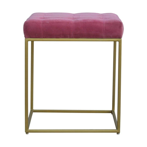 Pink Velvet Footstool with Gold Base Living Artisan Furniture 