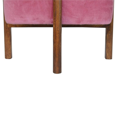 Pink Velvet Footstool with Solid Wood Legs Living Artisan Furniture 