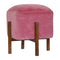 Pink Velvet Footstool with Solid Wood Legs Living Artisan Furniture 