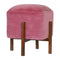 Pink Velvet Footstool with Solid Wood Legs Living Artisan Furniture 