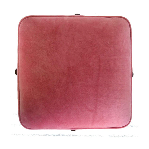 Pink Velvet Footstool with Solid Wood Legs Living Artisan Furniture 